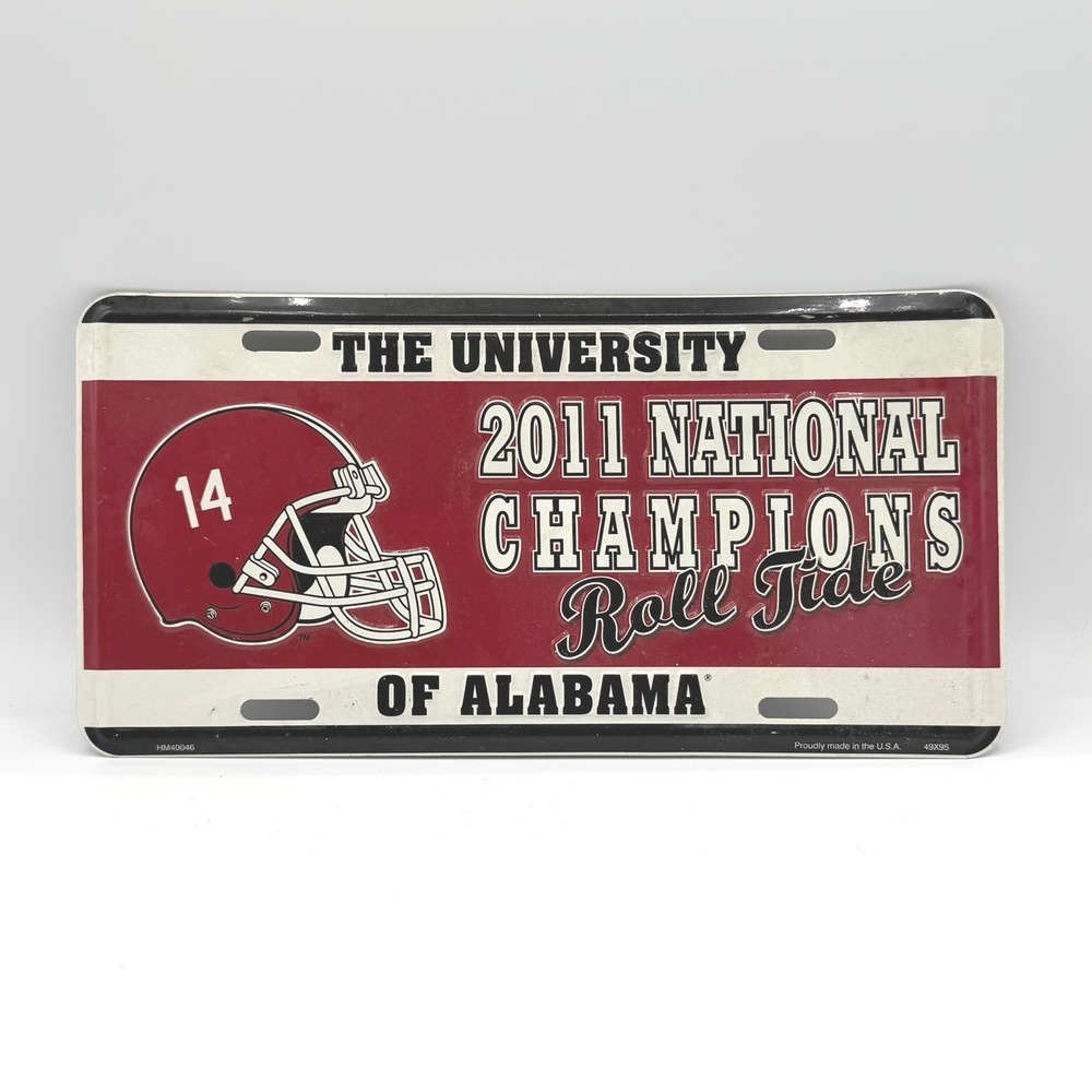 Alabama Crimson Tide License Plate 2011 National Champions Roll Tide Metal Sign